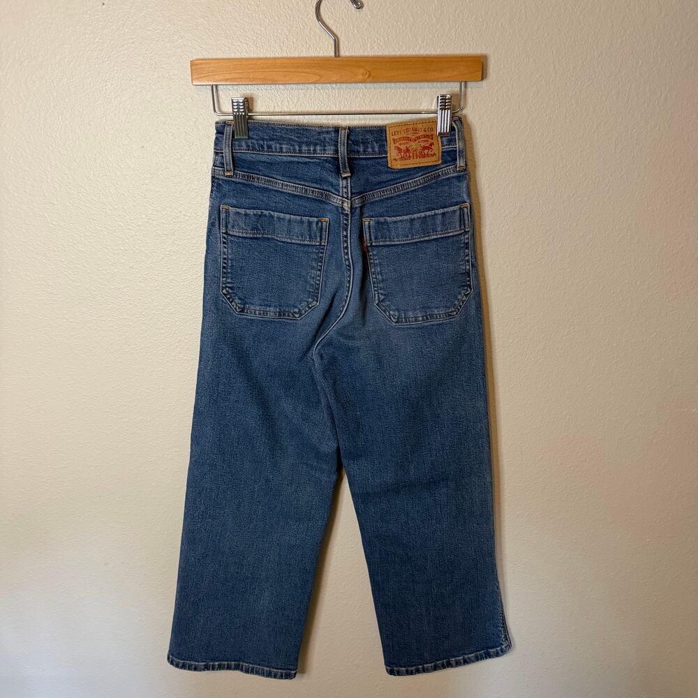 Levi's Mile High Cropped Wide Leg Jeans Button Fly Women's Size 24 - Picture 5 of 7
